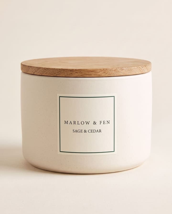 Sage & Cedar Body Butter in Marlow & Fen packaging on a cream background
